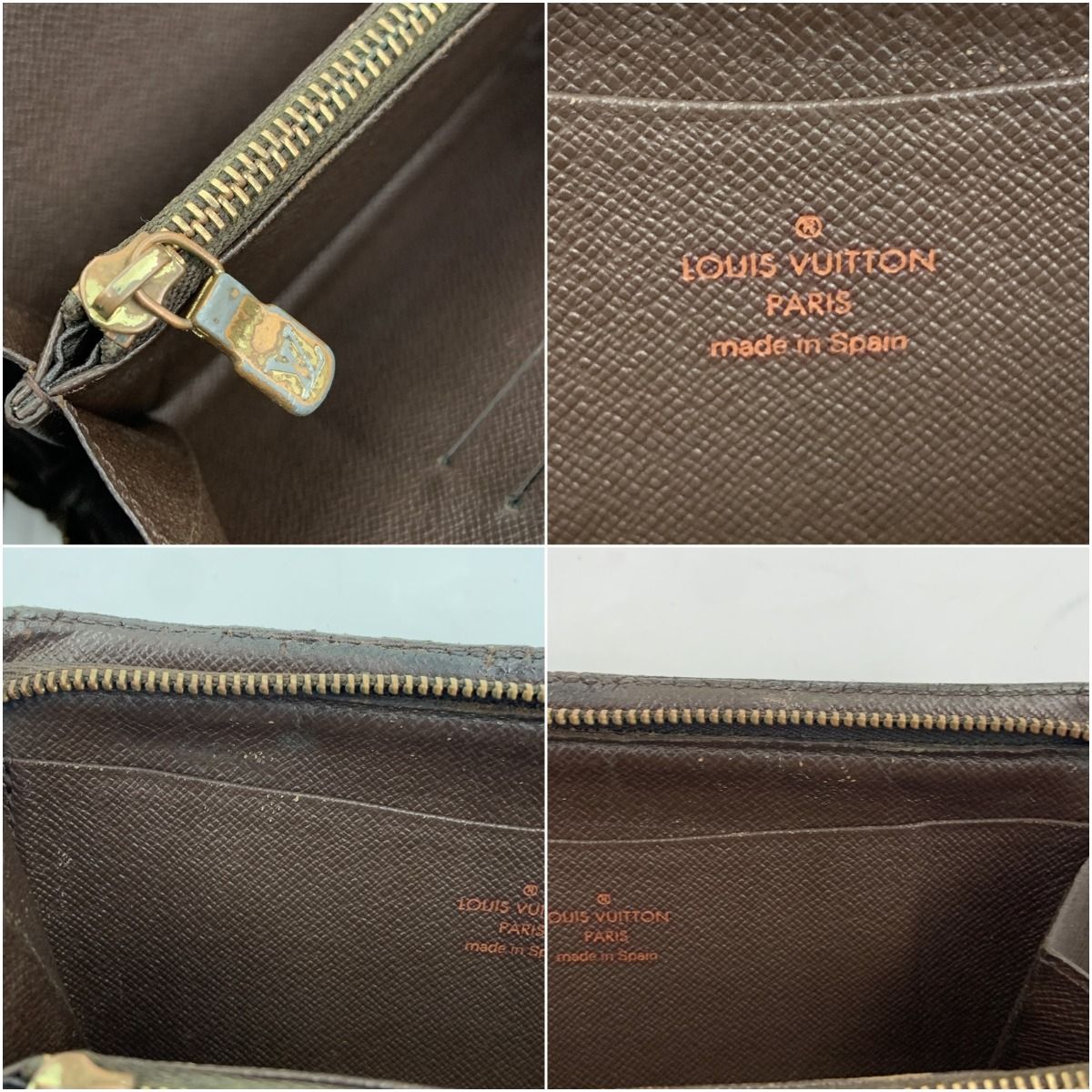 Louis Vuitton Damier Portomone Zip Round Zipper Long Wallet N61728 Brown