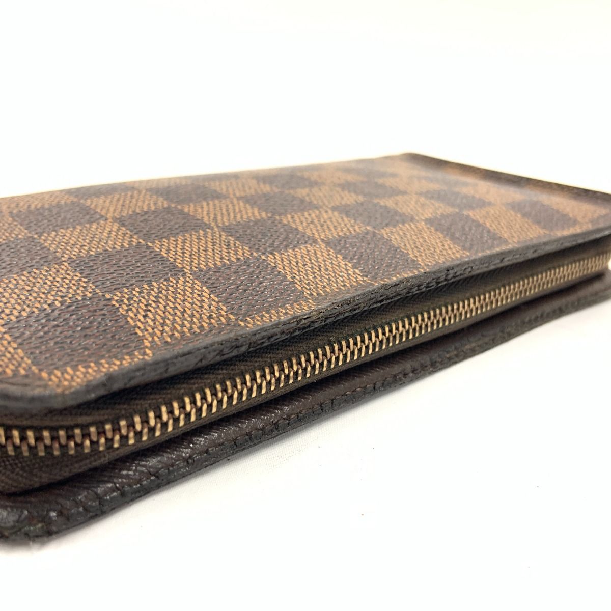 Louis Vuitton Damier Portomone Zip Round Zipper Long Wallet N61728 Brown
