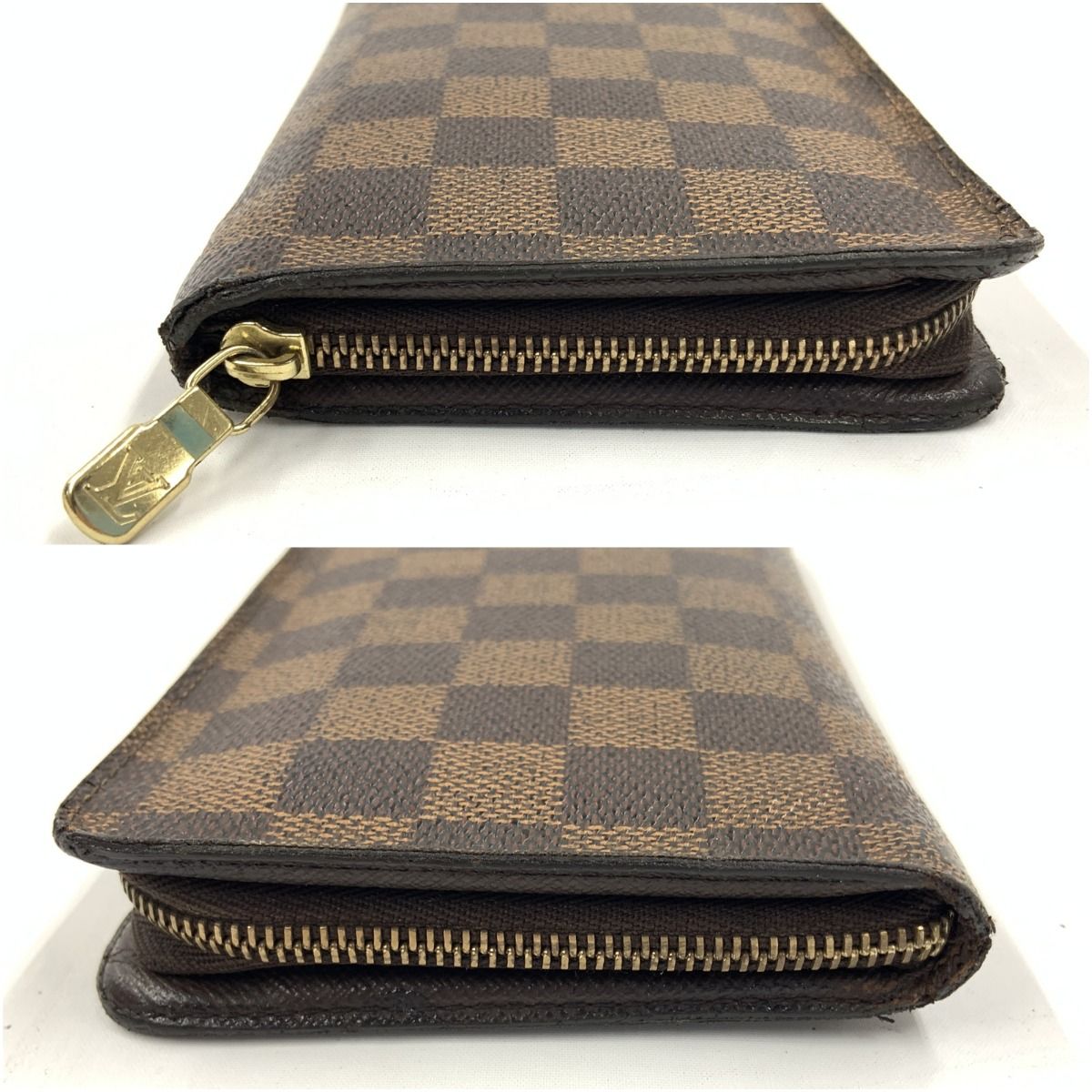 Louis Vuitton Damier Portomone Zip Round Zipper Long Wallet N61728 Brown