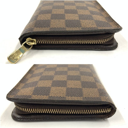 Louis Vuitton Damier Portomone Zip Round Zipper Long Wallet N61728 Brown