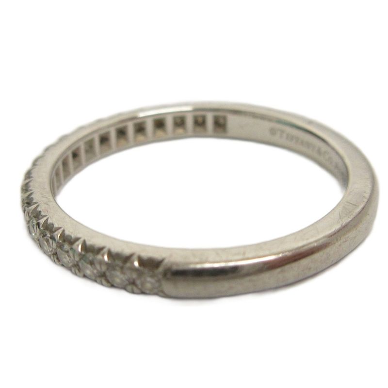 Tiffany & Co Tiffany & CO Half Eternity Ring Diamond Pt950 2.4g Silver Color