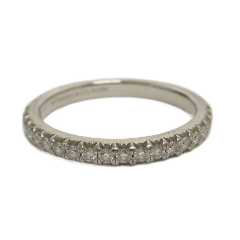 Tiffany & Co Tiffany & CO Half Eternity Ring Diamond Pt950 2.4g Silver Color