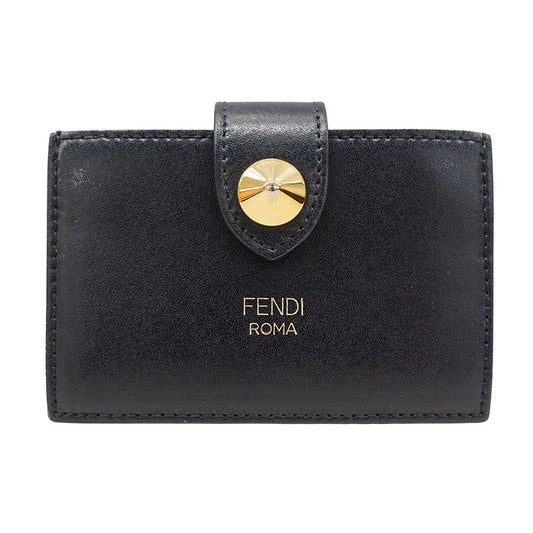 Fendi Card Case Women Men Brand Leather Black Card Holder Business None Simple