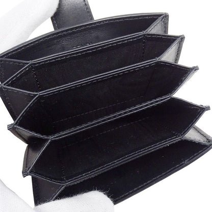 Fendi Card Case Women Men Brand Leather Black Card Holder Business None Simple