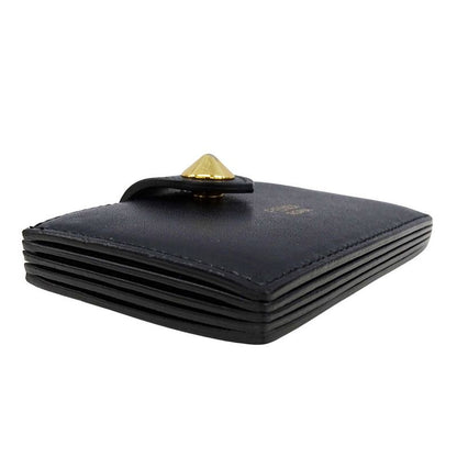 Fendi Card Case Women Men Brand Leather Black Card Holder Business None Simple