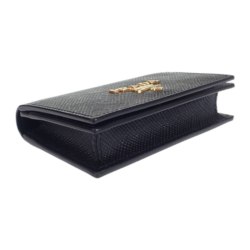 Prada Saffiano 1mc122_qwa_f0002 Card Case Leather Black Gold Hardware Ladies