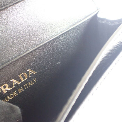Prada Saffiano 1mc122_qwa_f0002 Card Case Leather Black Gold Hardware Ladies