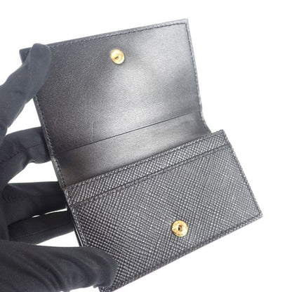 Prada Saffiano 1mc122_qwa_f0002 Card Case Leather Black Gold Hardware Ladies
