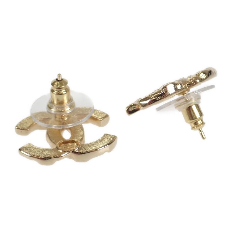 Chanel Coco Mark Abd310_b16658 Earrings Metal Crystal Gold Ladies [A Rank