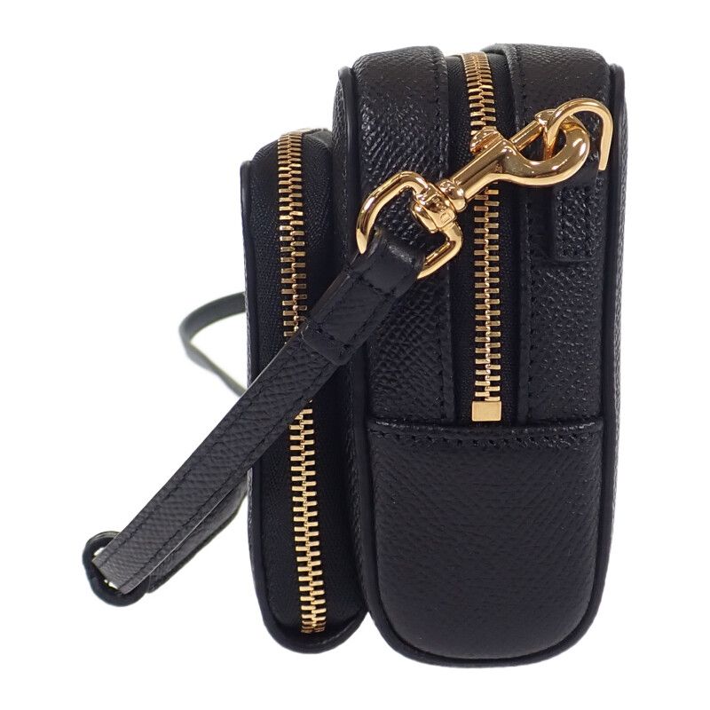 Christian DIOR Caro Double Pouch S7431ubae Shoulder Bag Leather Black Ladies [S