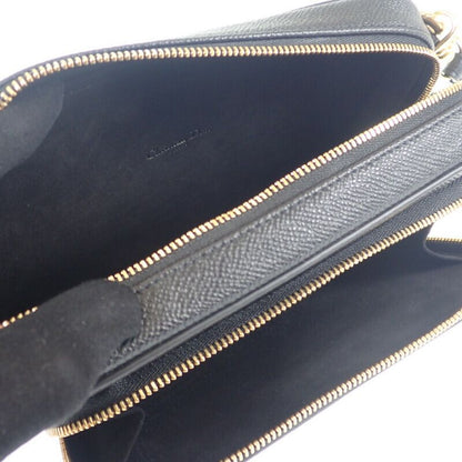 Christian DIOR Caro Double Pouch S7431ubae Shoulder Bag Leather Black Ladies [S