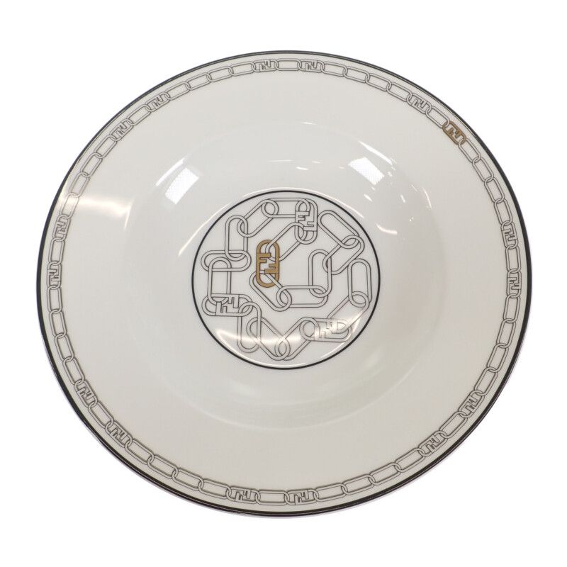 Fendi Set Of 2 Orrock Plates 7ac046 Tableware Porcelain White Ladies [S Rank]