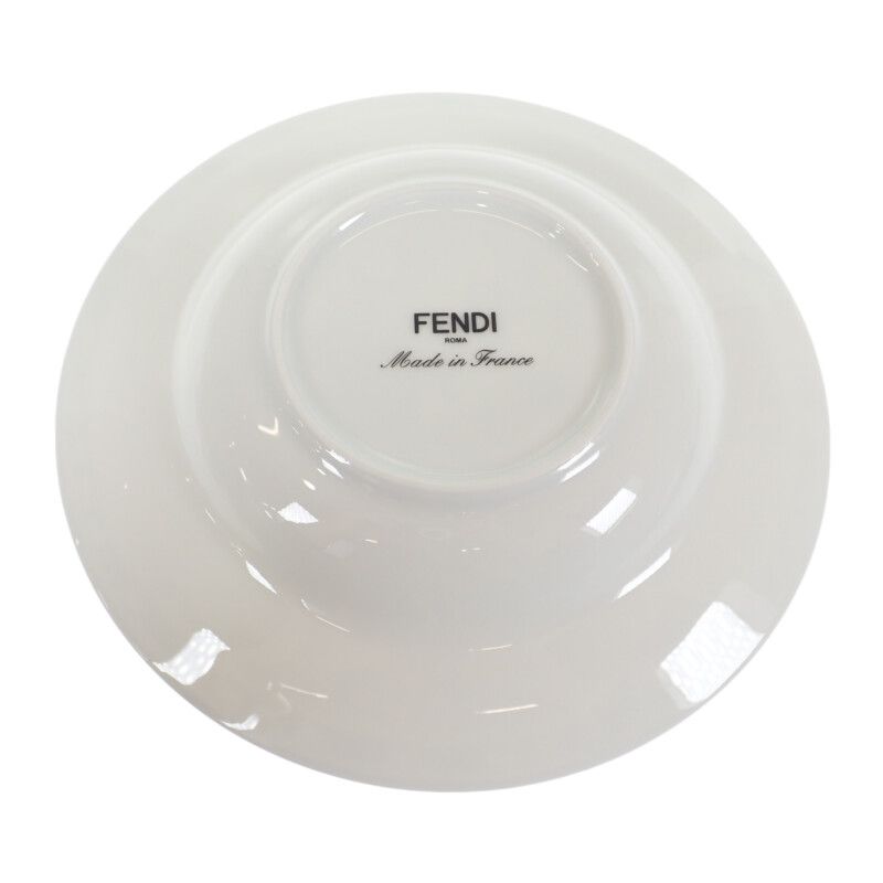 Fendi Set Of 2 Orrock Plates 7ac046 Tableware Porcelain White Ladies [S Rank]