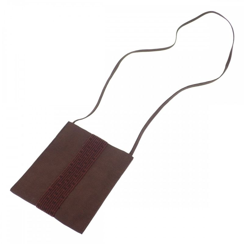 Hermes Her Line Pochette Shoulder Bag Canvas Brown Ladies Men's [AB Rank]