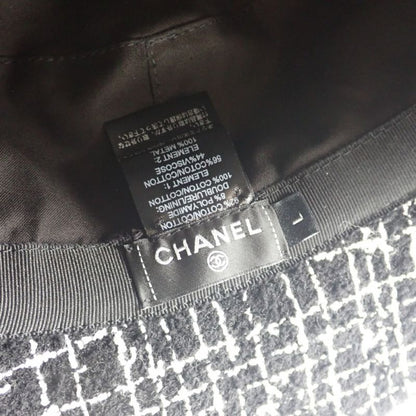 Chanel Tweed Bucket Hat Cotton Polyamide Black L Women's [ranked A