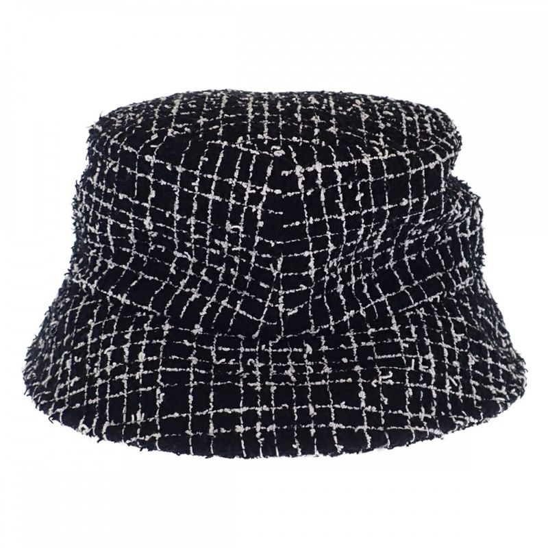 Chanel Tweed Bucket Hat Cotton Polyamide Black L Women's [ranked A