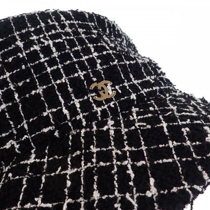 Chanel Tweed Bucket Hat Cotton Polyamide Black L Women's [ranked A