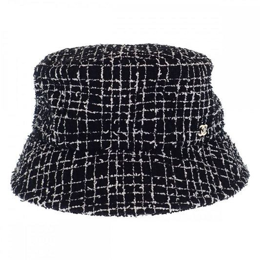 Chanel Tweed Bucket Hat Cotton Polyamide Black L Women's [ranked A