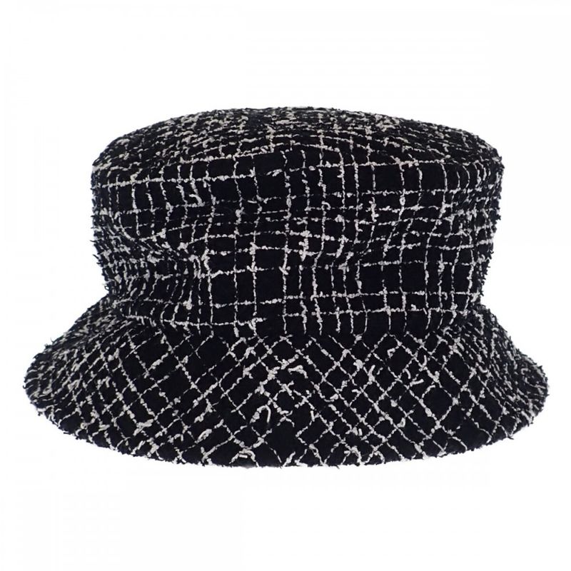 Chanel Tweed Bucket Hat Cotton Polyamide Black L Women's [ranked A