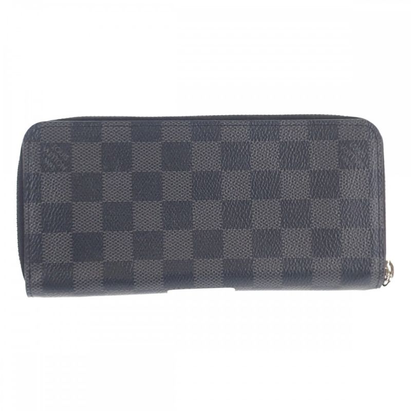 Louis Vuitton Zippy Wallet Vertical N63095 Damier Graphite Long Wallet Black