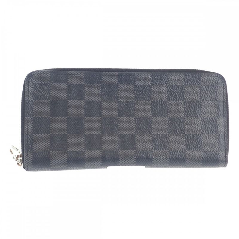 Louis Vuitton Zippy Wallet Vertical N63095 Damier Graphite Long Wallet Black