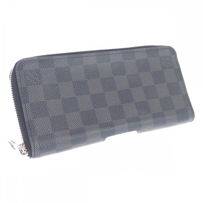 Louis Vuitton Zippy Wallet Vertical N63095 Damier Graphite Long Wallet Black