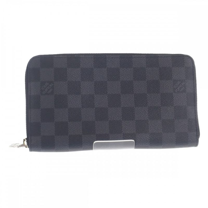 Louis Vuitton Zippy Organizer NM N60111 Damier Graphite Long Wallet Black Men's