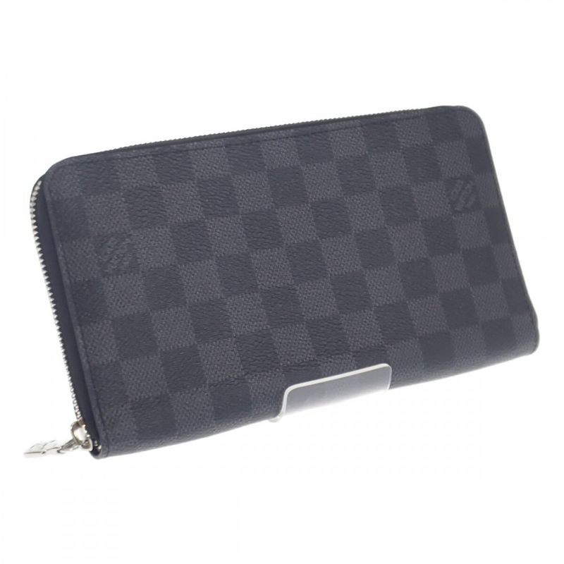 Louis Vuitton Zippy Organizer NM N60111 Damier Graphite Long Wallet Black Men's