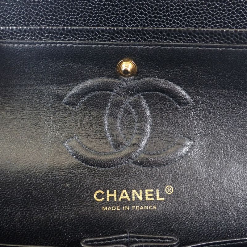Chanel Classic Small Shoulder Bag Caviar Skin Black Gold Hardware Women's