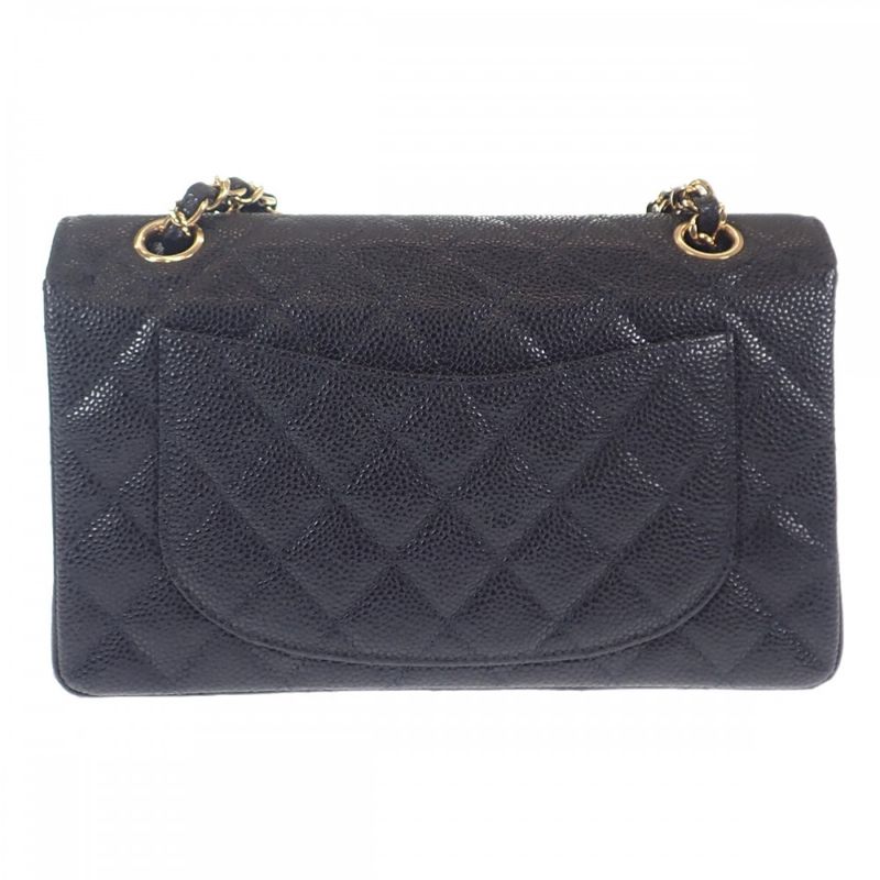 Chanel Classic Small Shoulder Bag Caviar Skin Black Gold Hardware Women's