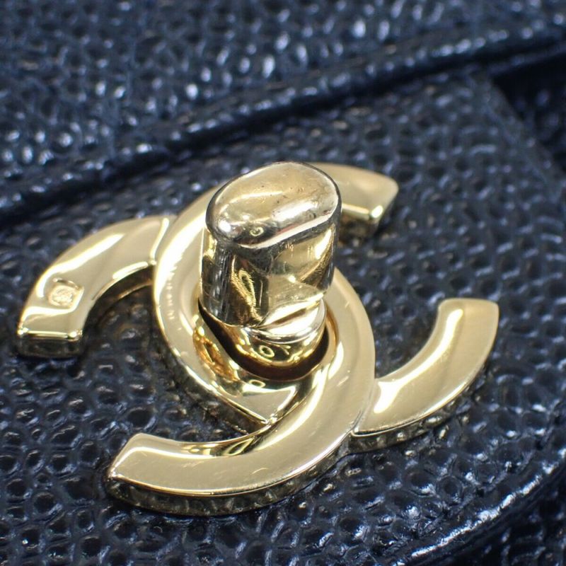 Chanel Classic Small Shoulder Bag Caviar Skin Black Gold Hardware Women's