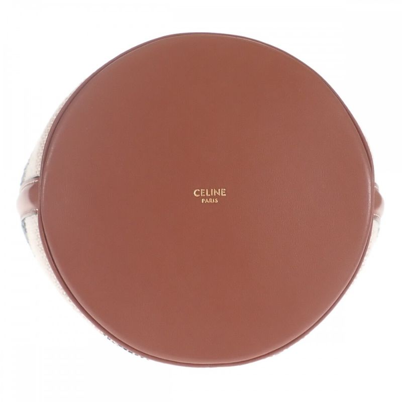 Celine Teen Bucket 16 197572erf.01wb Shoulder Bag Canvas Leather White Women's