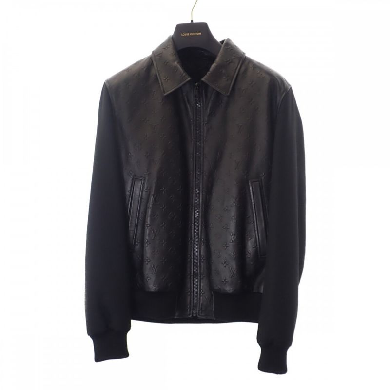 Louis Vuitton Embossed Jacket 1a9gos Monogram Blouson Lambskin Wool Noir Black