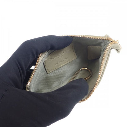 Christian DIOR Key Case Lady Dior Coin Case Lambskin Sage Green Gold Hardware