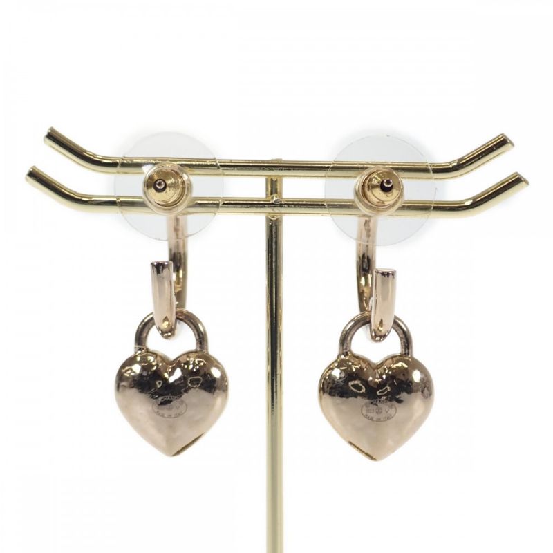 Chanel Coco Mark Heart Hoop Ab9094 Earrings Metal Gold Ladies [AB Rank]