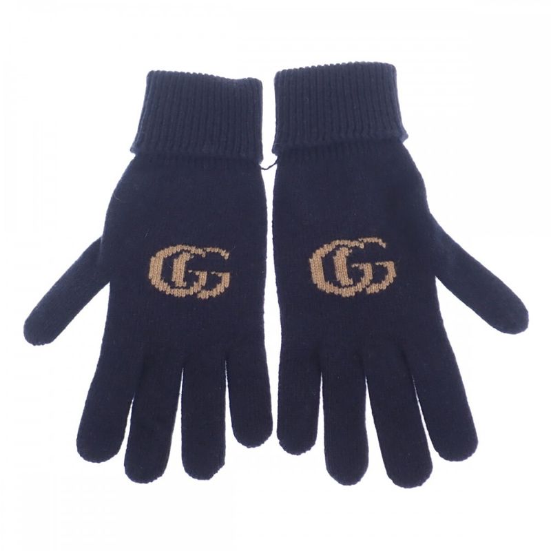 Gucci GG Logo Gloves S 676116_4gacx_4179 Gloves Cashmere Wool Navy Ladies [S