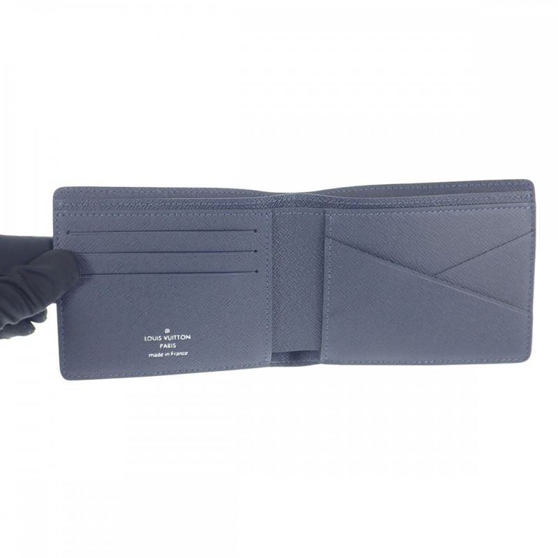 Louis Vuitton Portefeuille M30530 Bifold Wallet Taiga Blue Marlene Men's [grade