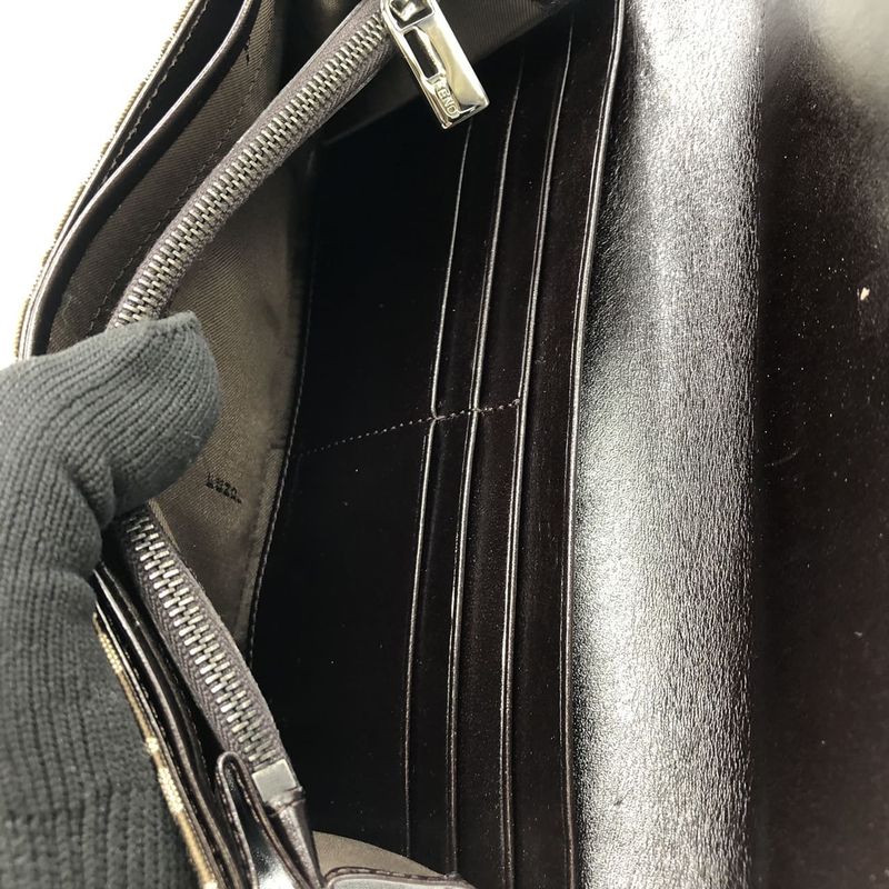 Fendi Zucchino Long Wallet Canvas Beige Brown Ladies Men Vintage Fashion USED