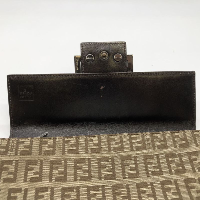Fendi Zucchino Long Wallet Canvas Beige Brown Ladies Men Vintage Fashion USED