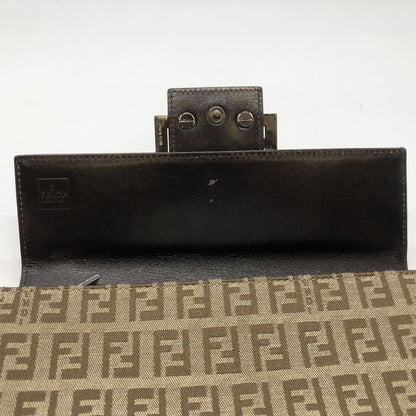 Fendi Zucchino Long Wallet Canvas Beige Brown Ladies Men Vintage Fashion USED
