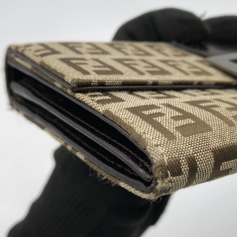 Fendi Zucchino Long Wallet Canvas Beige Brown Ladies Men Vintage Fashion USED