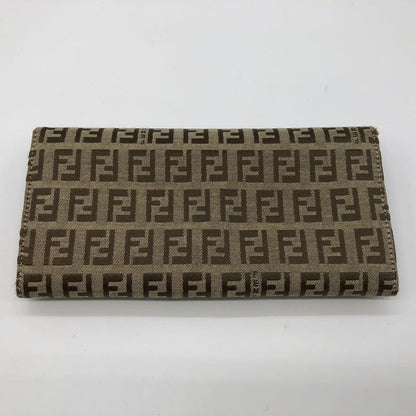 Fendi Zucchino Long Wallet Canvas Beige Brown Ladies Men Vintage Fashion USED