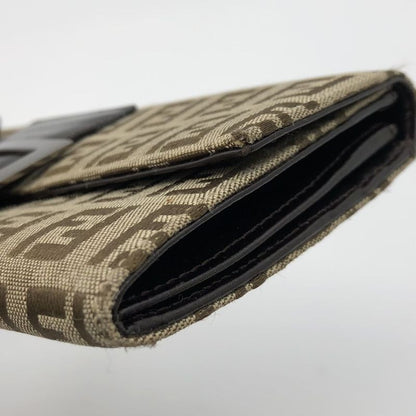 Fendi Zucchino Long Wallet Canvas Beige Brown Ladies Men Vintage Fashion USED
