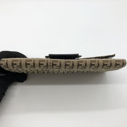 Fendi Zucchino Long Wallet Canvas Beige Brown Ladies Men Vintage Fashion USED