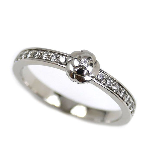 Chanel Pt950platinum Camellia Ring J11885 Diamond 9.5 Size 50 3.7g Ladies