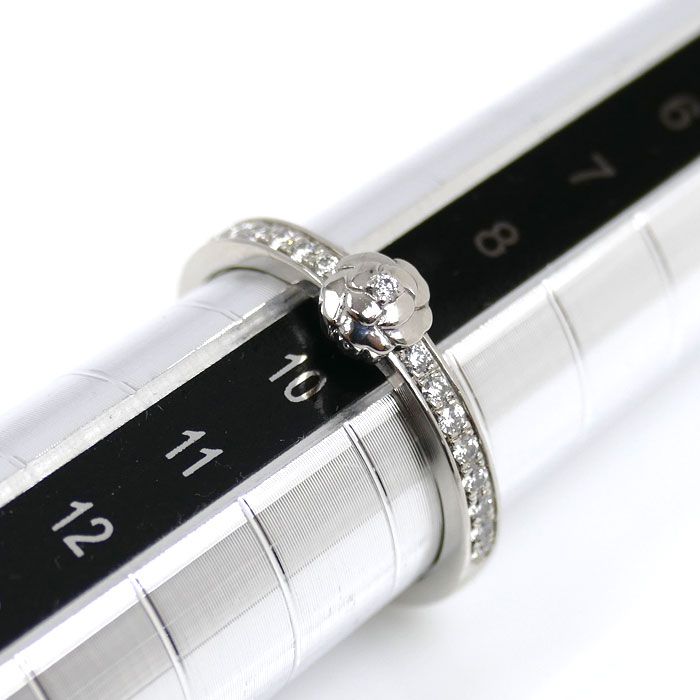 Chanel Pt950platinum Camellia Ring J11885 Diamond 9.5 Size 50 3.7g Ladies