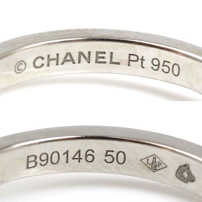 Chanel Pt950platinum Camellia Ring J11885 Diamond 9.5 Size 50 3.7g Ladies