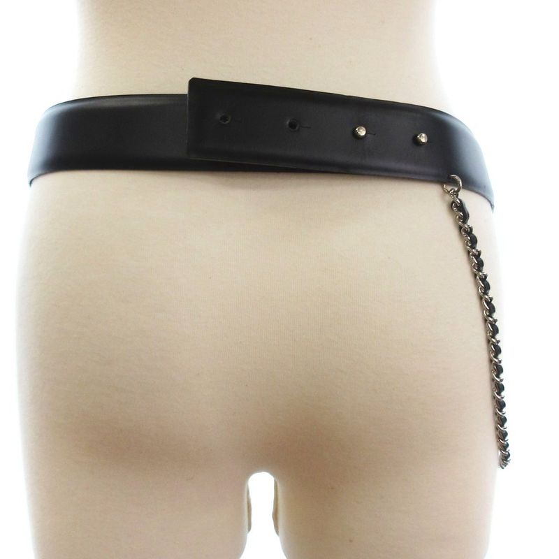 Chanel Leather Waist Bag Chain Pouch Black 80 32 AA