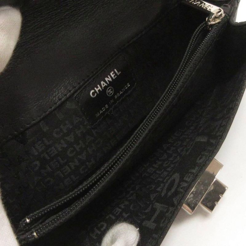 Chanel Leather Waist Bag Chain Pouch Black 80 32 AA