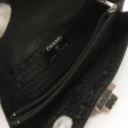 Chanel Leather Waist Bag Chain Pouch Black 80 32 AA